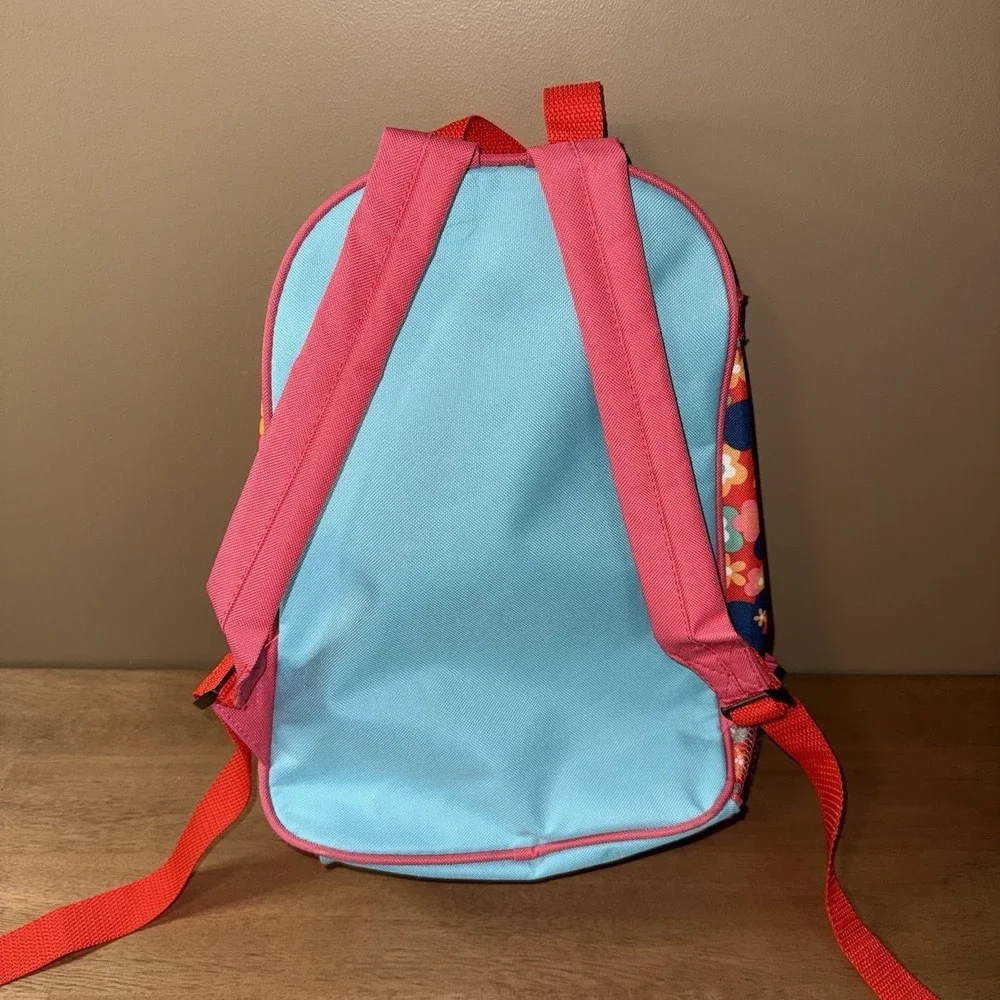 Disney Minnie Mouse I Love Camping Backpack Blue Pink Floral Kids School Bag